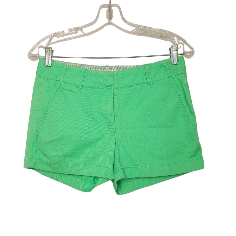 J. Crew Weathered Classic Twill Broken In Green Chino Cotton Shorts 0